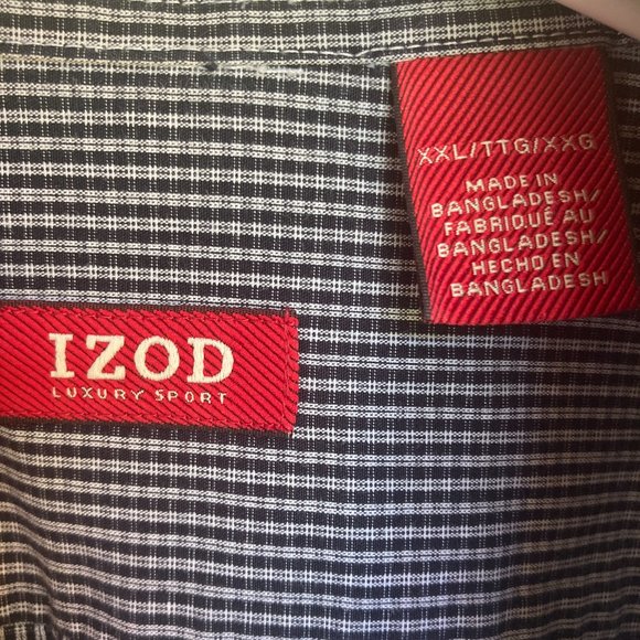 Izod Men's Button Down Black Plaid Shirt, Size XXL - Picture 4 of 5